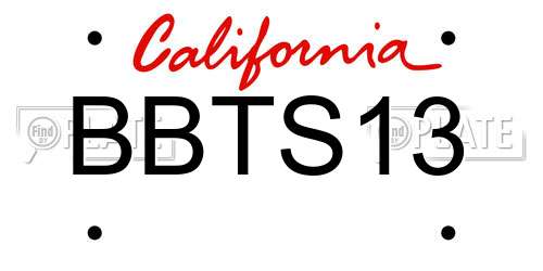 BBTS13 California License Plate