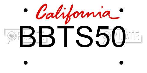 BBTS50 California License Plate