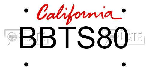 BBTS80 California License Plate