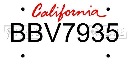 BBV7935 California License Plate