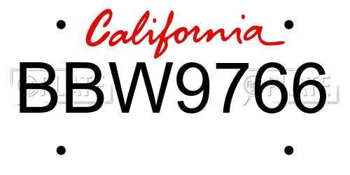BBW9766 California License Plate