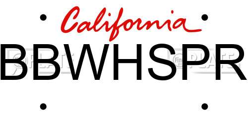 BBWHSPR California License Plate