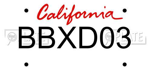 BBXD03 California License Plate