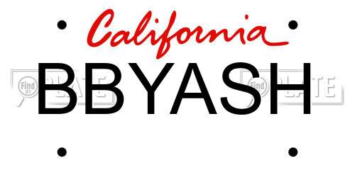 BBYASH California License Plate