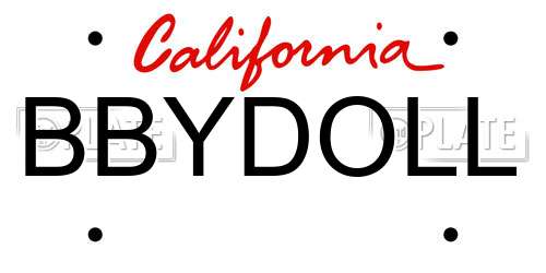 BBYDOLL California License Plate