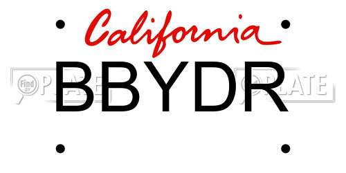 BBYDR California License Plate
