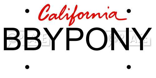 BBYPONY California License Plate
