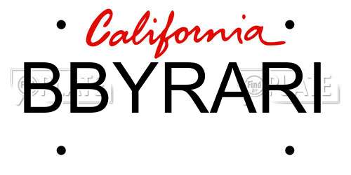 BBYRARI California License Plate