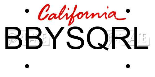 BBYSQRL California License Plate