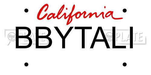 BBYTALI California License Plate