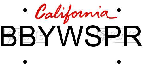 BBYWSPR California License Plate