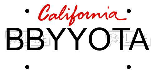 BBYYOTA California License Plate