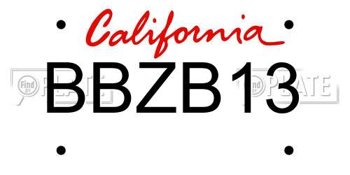 BBZB13 California License Plate