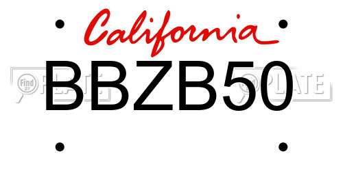 BBZB50 California License Plate
