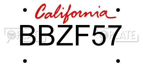 BBZF57 California License Plate