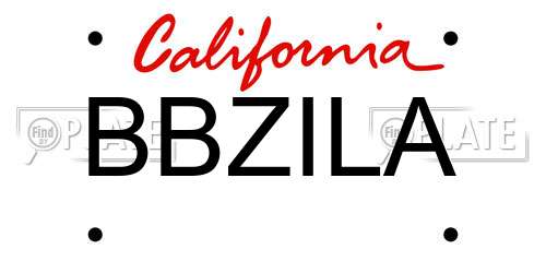 BBZILA California License Plate