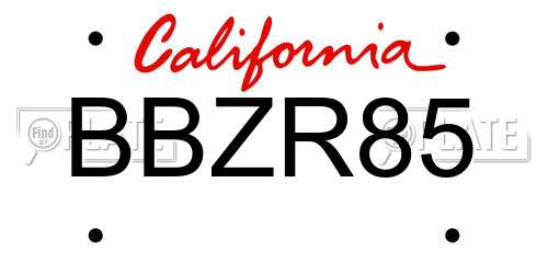 BBZR85 California License Plate
