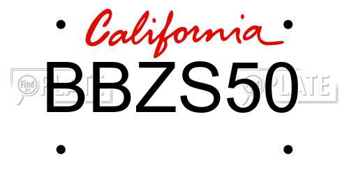 BBZS50 California License Plate