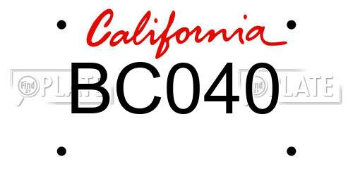 BC040 California License Plate