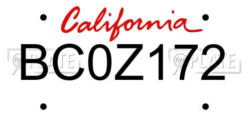 BC0Z172 California License Plate