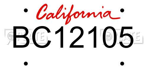 BC12105 California License Plate