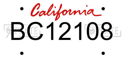 BC12108 California License Plate
