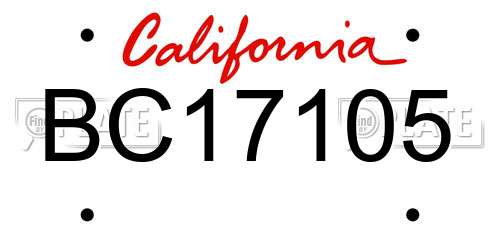 BC17105 California License Plate