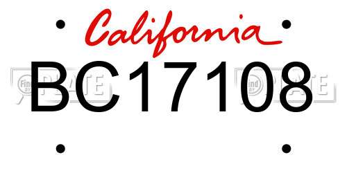 BC17108 California License Plate