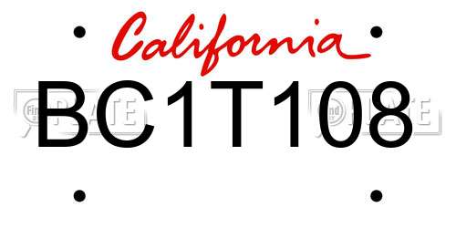 BC1T108 California License Plate
