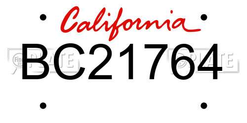 BC21764 California License Plate