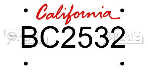 BC2532 California License Plate