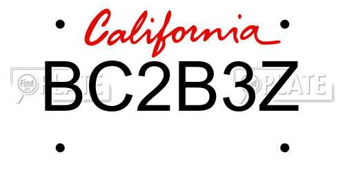 BC2B3Z California License Plate