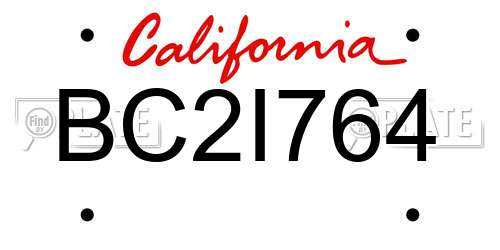 BC2I764 California License Plate