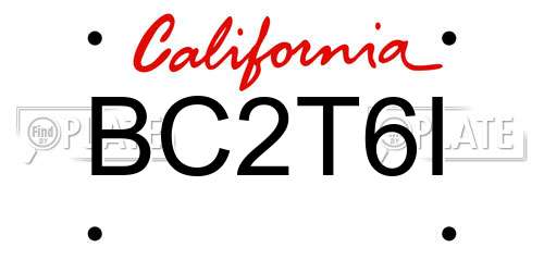 BC2T6I California License Plate