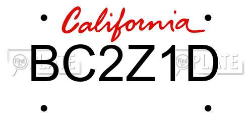 BC2Z1D California License Plate