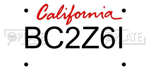 BC2Z6I California License Plate