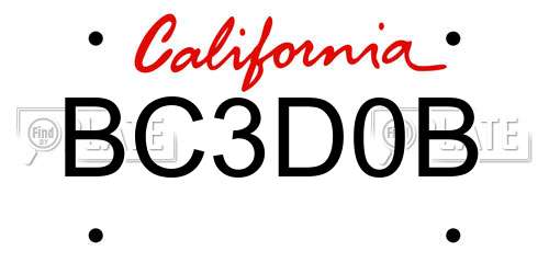 BC3D0B California License Plate