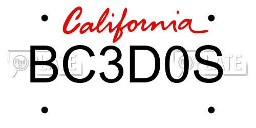 BC3D0S California License Plate