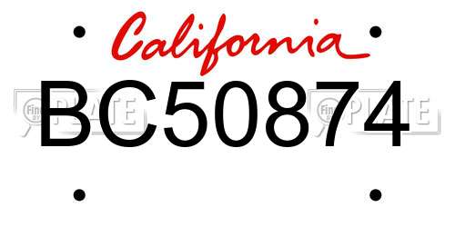 BC50874 California License Plate