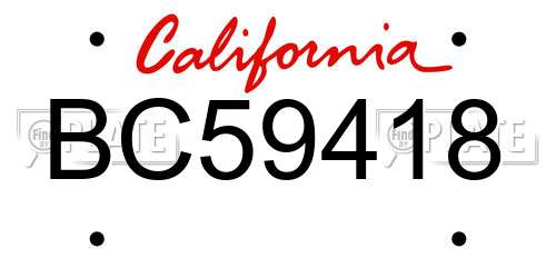 BC59418 California License Plate
