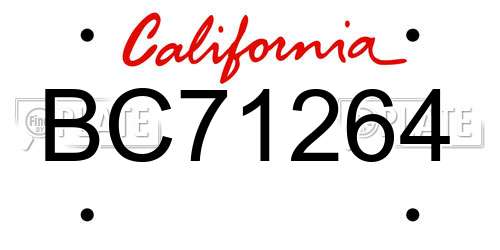 BC71264 California License Plate