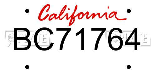 BC71764 California License Plate