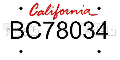 BC78034 California License Plate