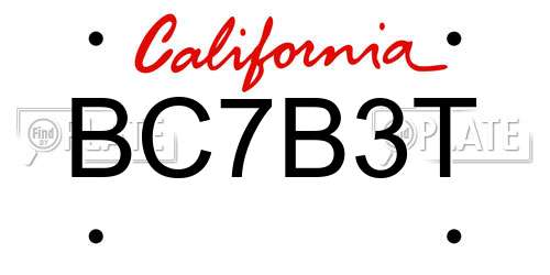 BC7B3T California License Plate