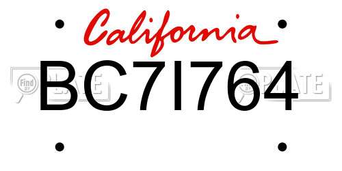 BC7I764 California License Plate