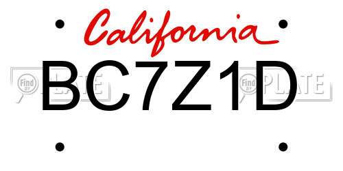 BC7Z1D California License Plate