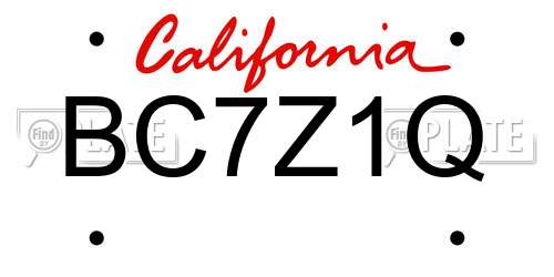 BC7Z1Q California License Plate
