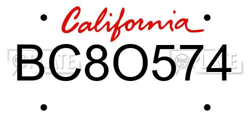 BC8O574 California License Plate