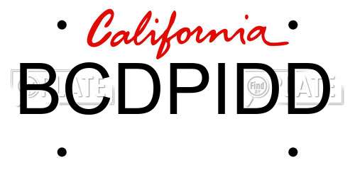 BCDPIDD California License Plate