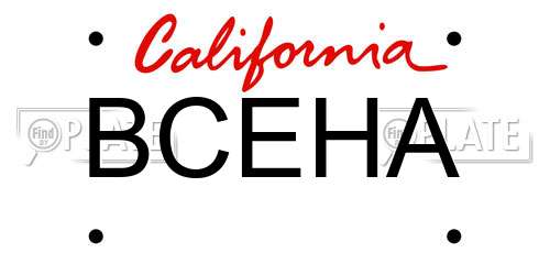 BCEHA California License Plate